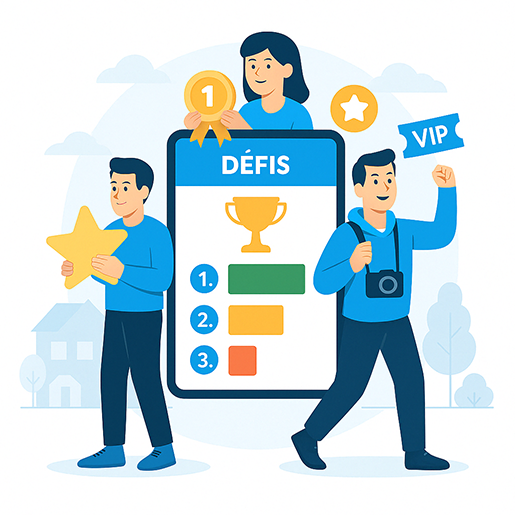 illustration téléphone avec utilisateurs ayant relevé les défis