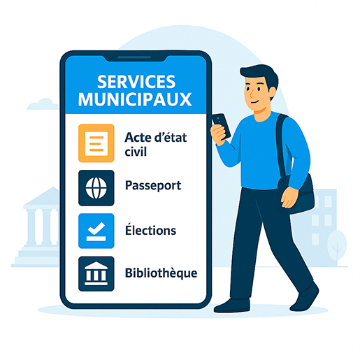 téléphone portable listant les services avec utilisateur à côté
